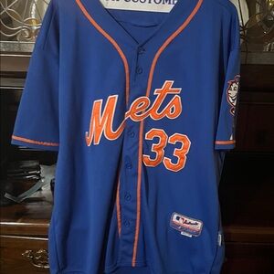Majestic Mets Royal Blue Jersey with Orange Trim Harvey Jersey